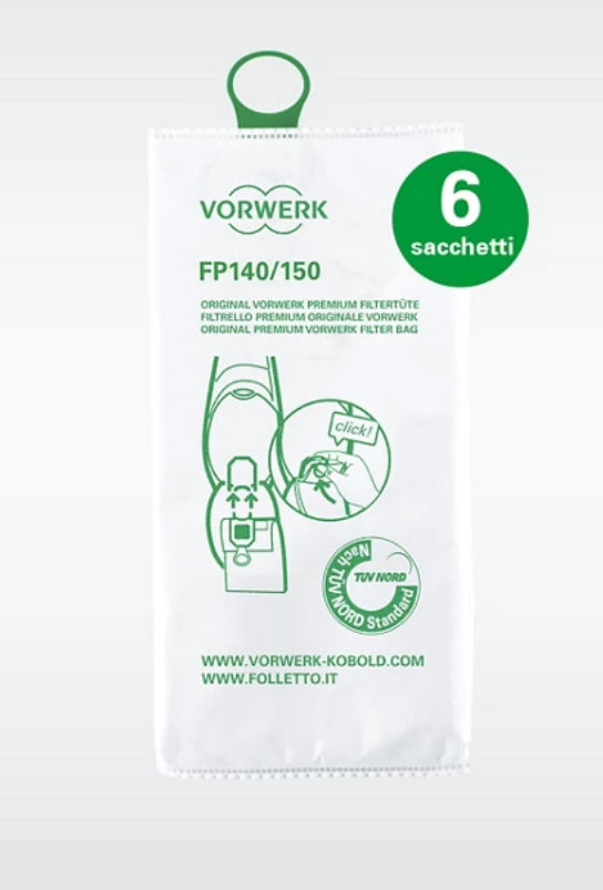 Sacchetti Filtro Premium Folletto FP140/150 - Conf. 6 pz