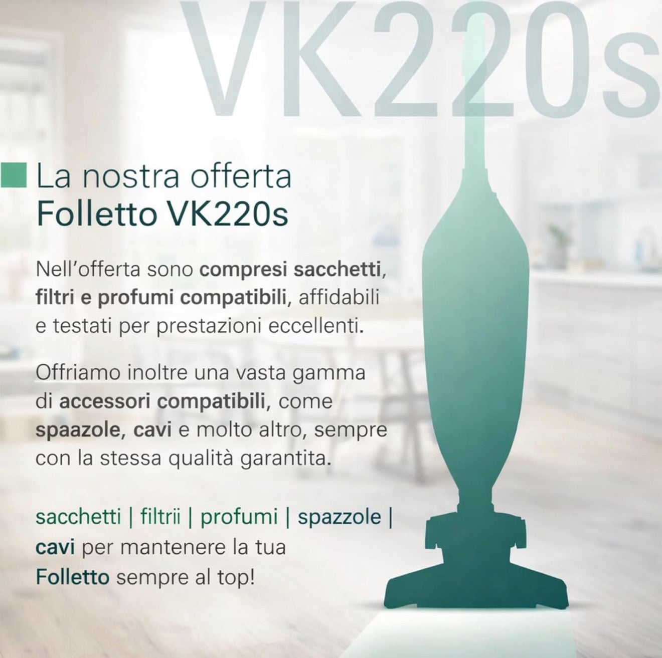 ASPIRAPOLVERE VORWERK FOLLETTO VK220S CON HD65
